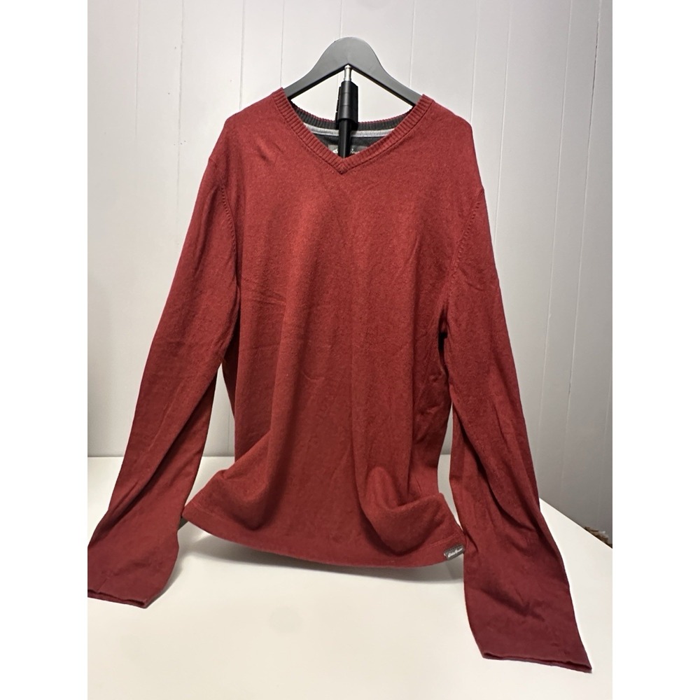 Eddie Bauer Sweater Men's Tall XL Red Talus V-Neck